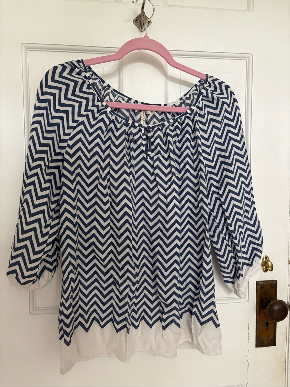 Grand & Green Chevron Peasant Blouse